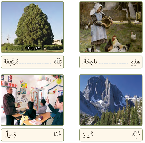 جواب التمرین الثانی صفحه ۱۵ درس ۱ عربی هفتم
